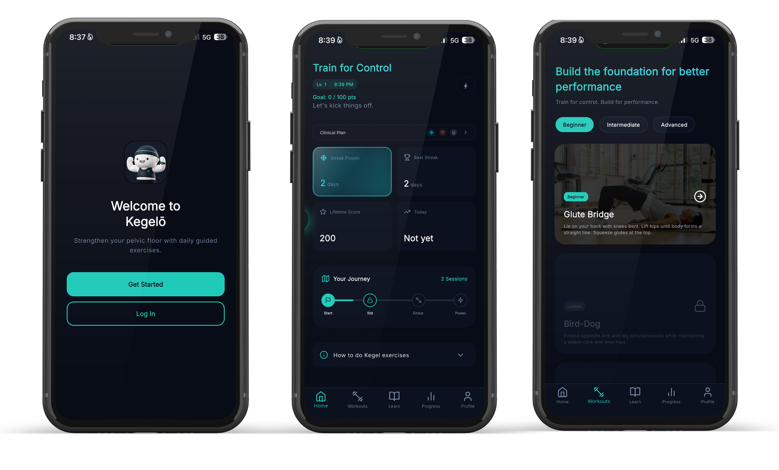 Kegelo app screens